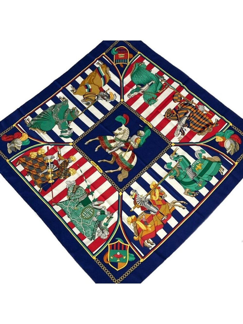 Hermes Scarf Carre 90 Navy Bordeaux Multi Chocs en Plumes Horse